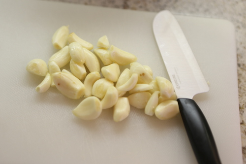Garlic with knife